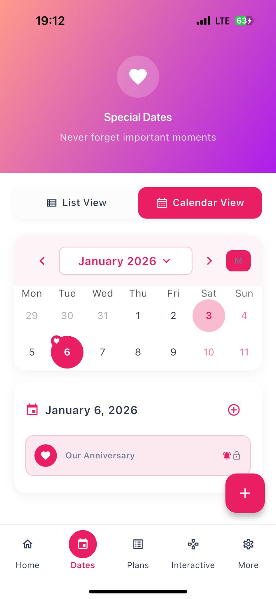 Couple Calendar View