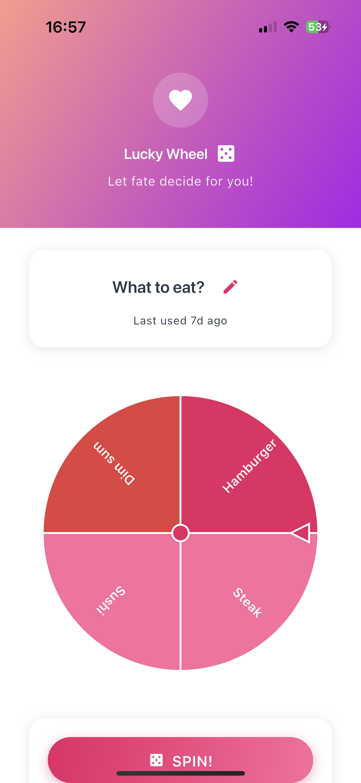 Lucky Wheel Decision Maker